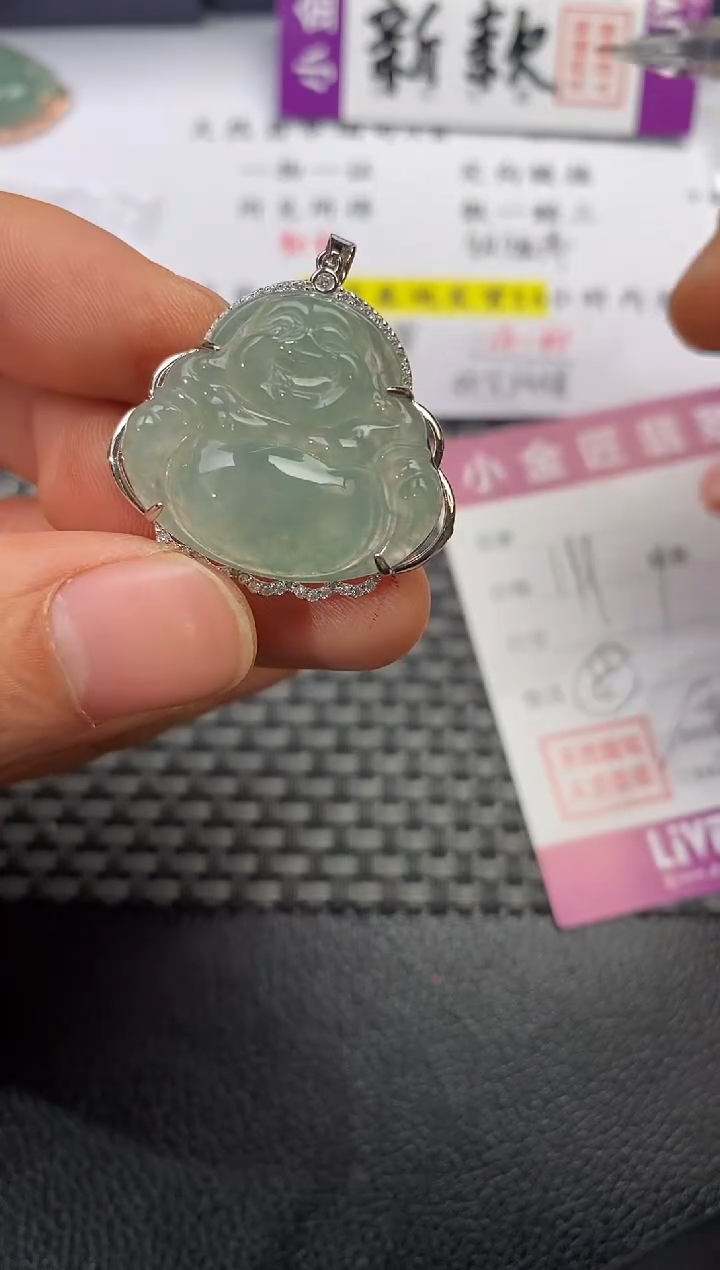 颈饰银S925镶嵌翡翠k****o挂件