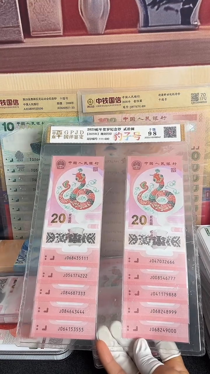 塑料蛇年生肖纪念钞十连号尾豹