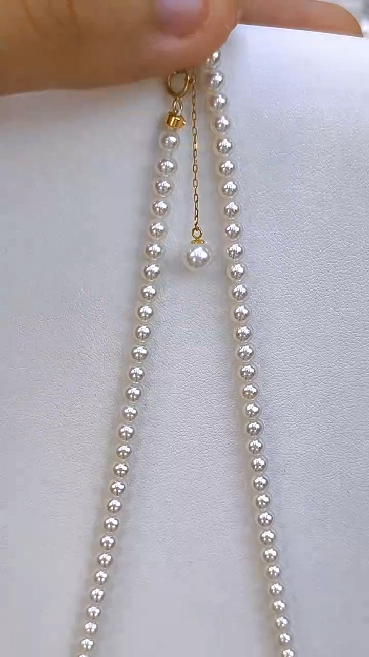 淡水珍珠18K金镶嵌项链3-4