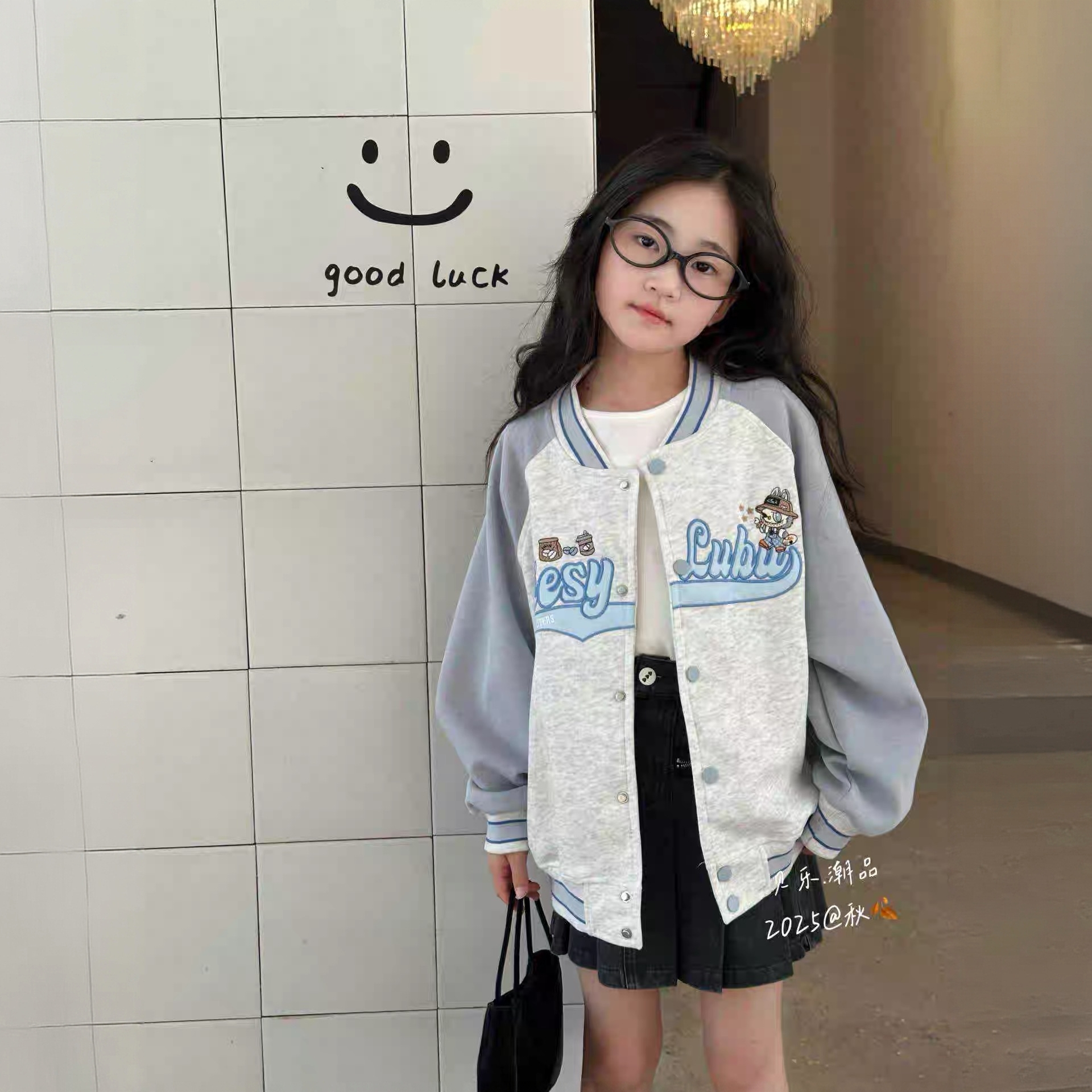 【现货】2025秋洋气时髦字母刺绣棒球服女童女童外套 D755 755 P