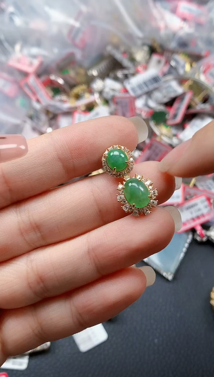 银S925镶嵌戒指翡翠天然A货缅甸翡翠