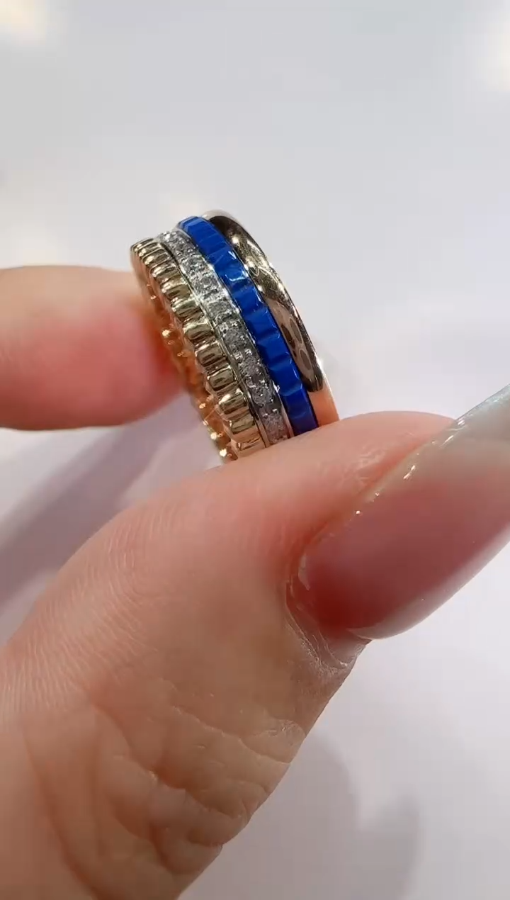 【闪购商品】钻石戒指18K金镶嵌13#蓝宝戒指