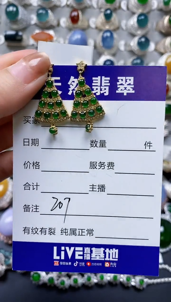 【闪购商品】翡翠耳饰银S925镶嵌0207