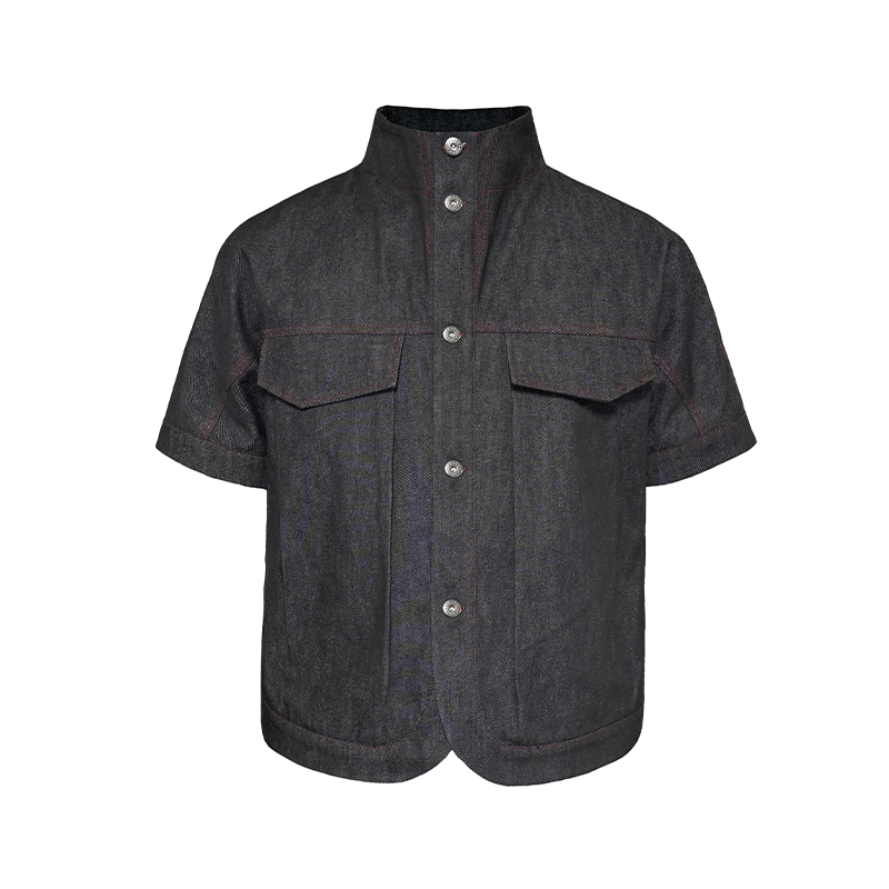 JCAESAR DENIM SHIRTS 立领红线原牛衬衫
