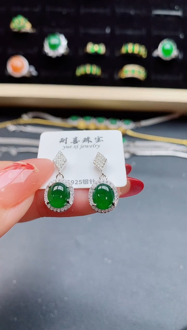 【闪购商品】翡翠耳饰银S925镶嵌32312