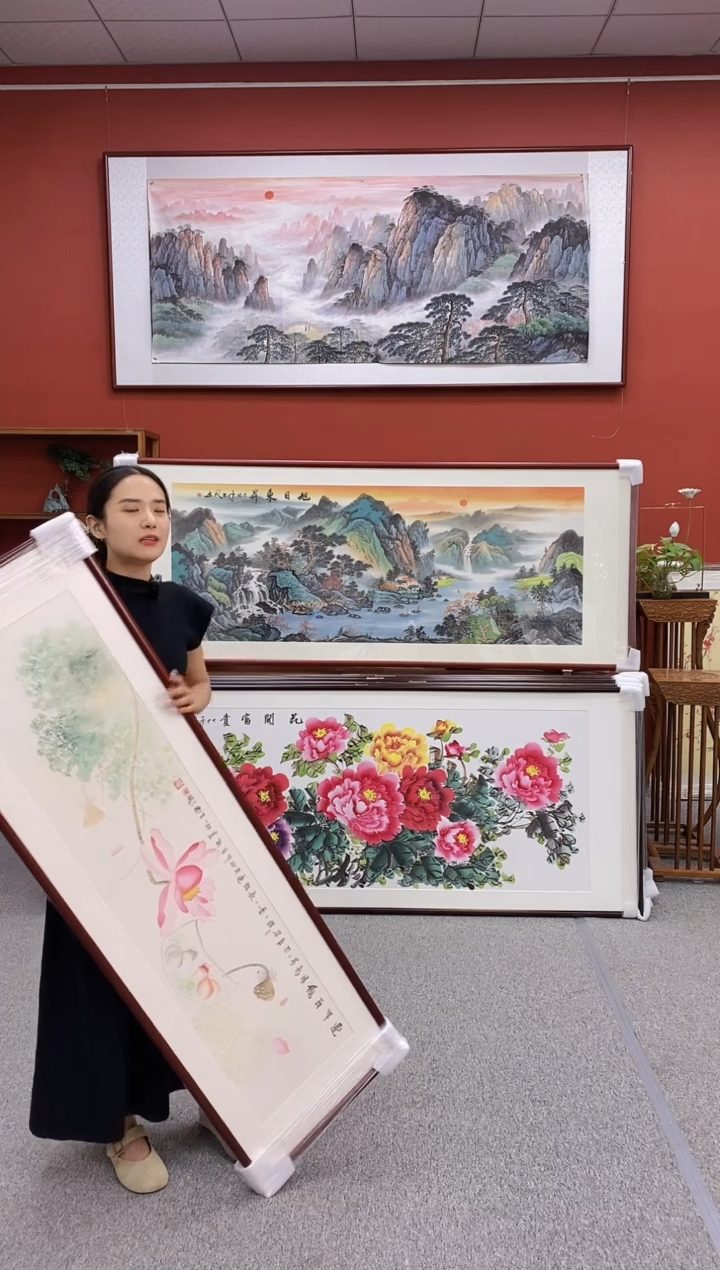 国画手绘国画 连年有余 150*45