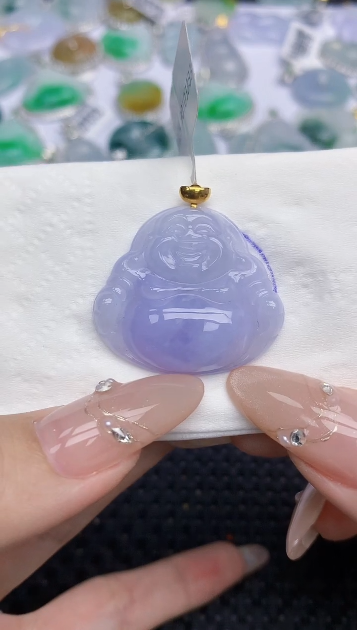 颈饰18K金镶嵌翡翠167   天然翡翠A货  百元以上9米证书费自理