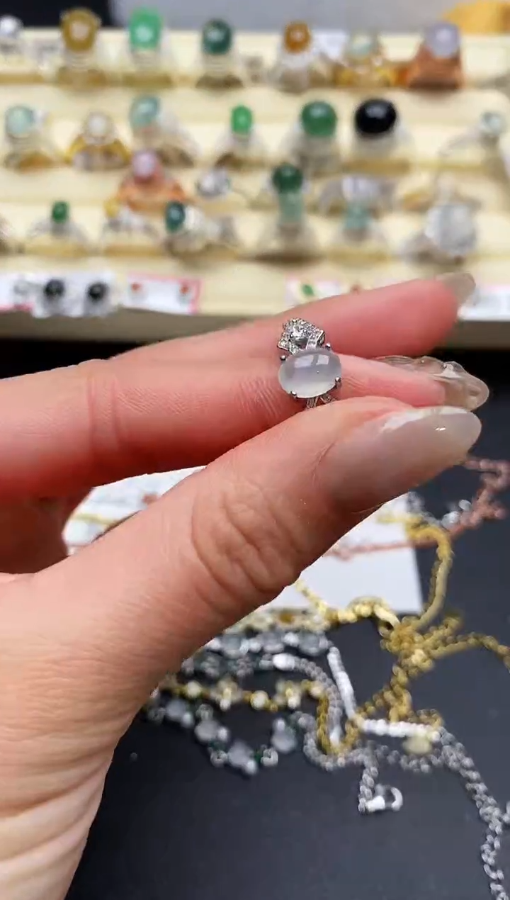 【闪购商品】翡翠戒指银S925镶嵌缅甸翡翠3   1+