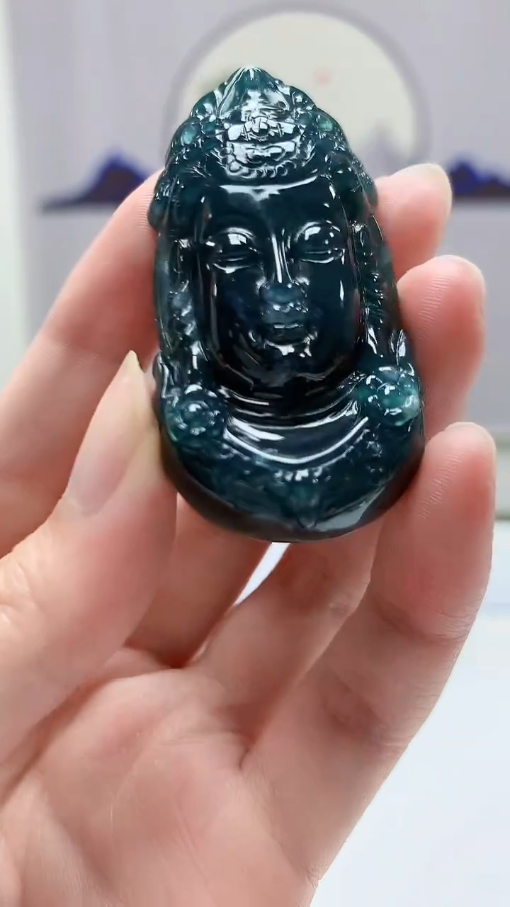 【闪购商品】定制翡翠未镶嵌4902zm-毛货挂件92观音