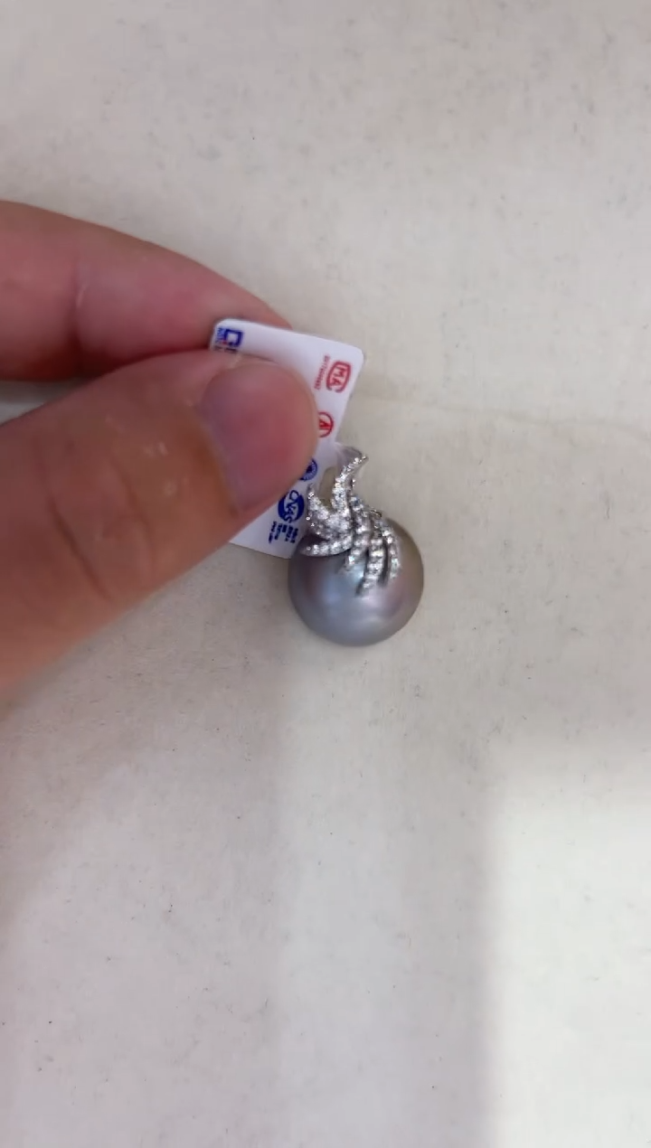 银S925镶嵌拼合珍珠（马贝珠）颈饰非基地不带证书