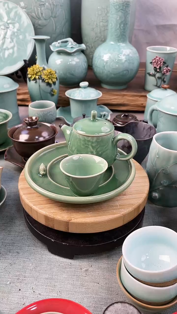 【闪购商品】1壶1杯1壶承 特价 微瑕 慧仙青瓷