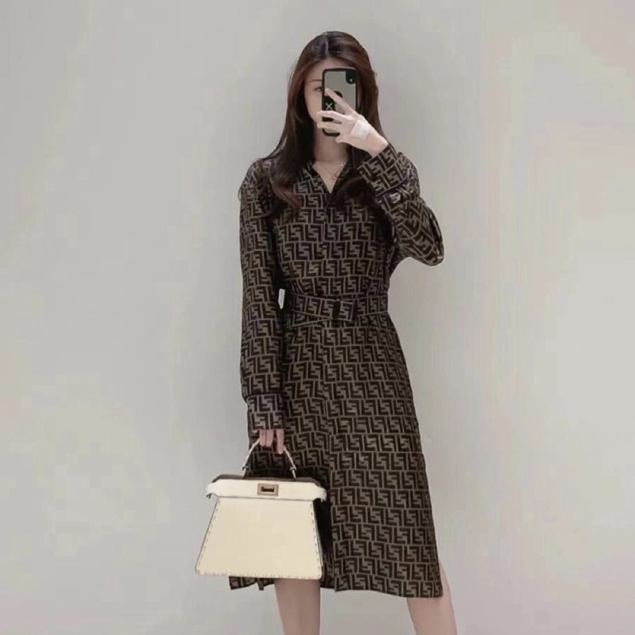 99新 FENDI/芬迪 汤/P205640760/满印连衣裙 38码