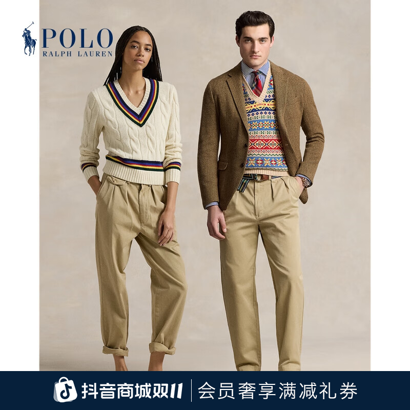 Ralph Lauren/拉夫劳伦男女同款 经典款Whitman宽松版褶裥长裤