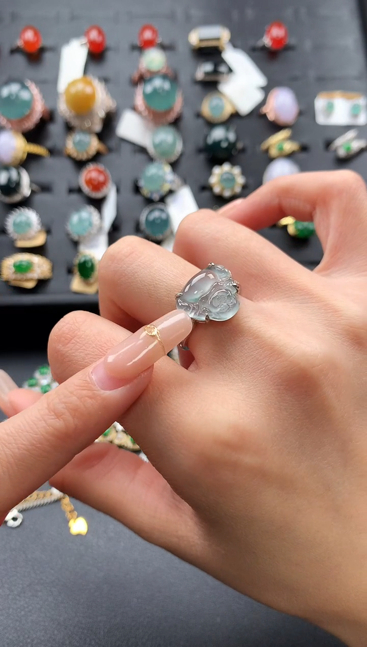 【闪购商品】翡翠戒指银S925镶嵌4653653