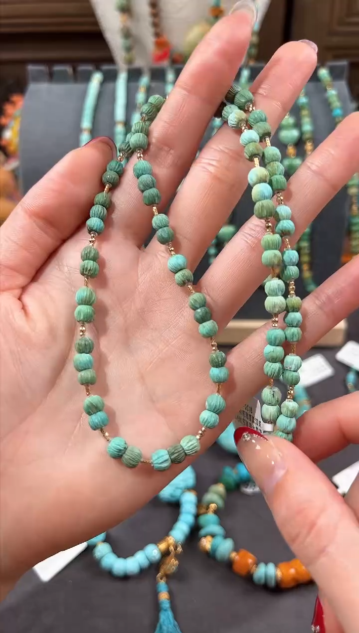 【闪购商品】绿松石颈饰18K金镶嵌绿松石项链