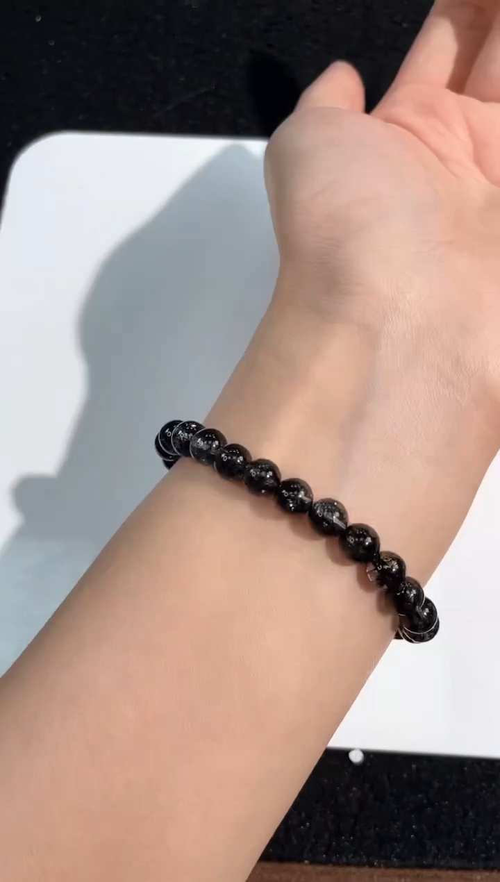 【闪购商品】发晶手链未镶嵌7号黑发单圈7mm