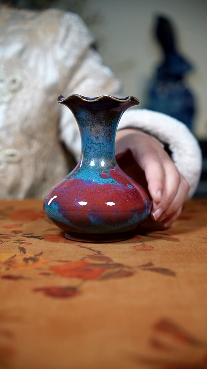 原矿石钧瓷茶器摆件