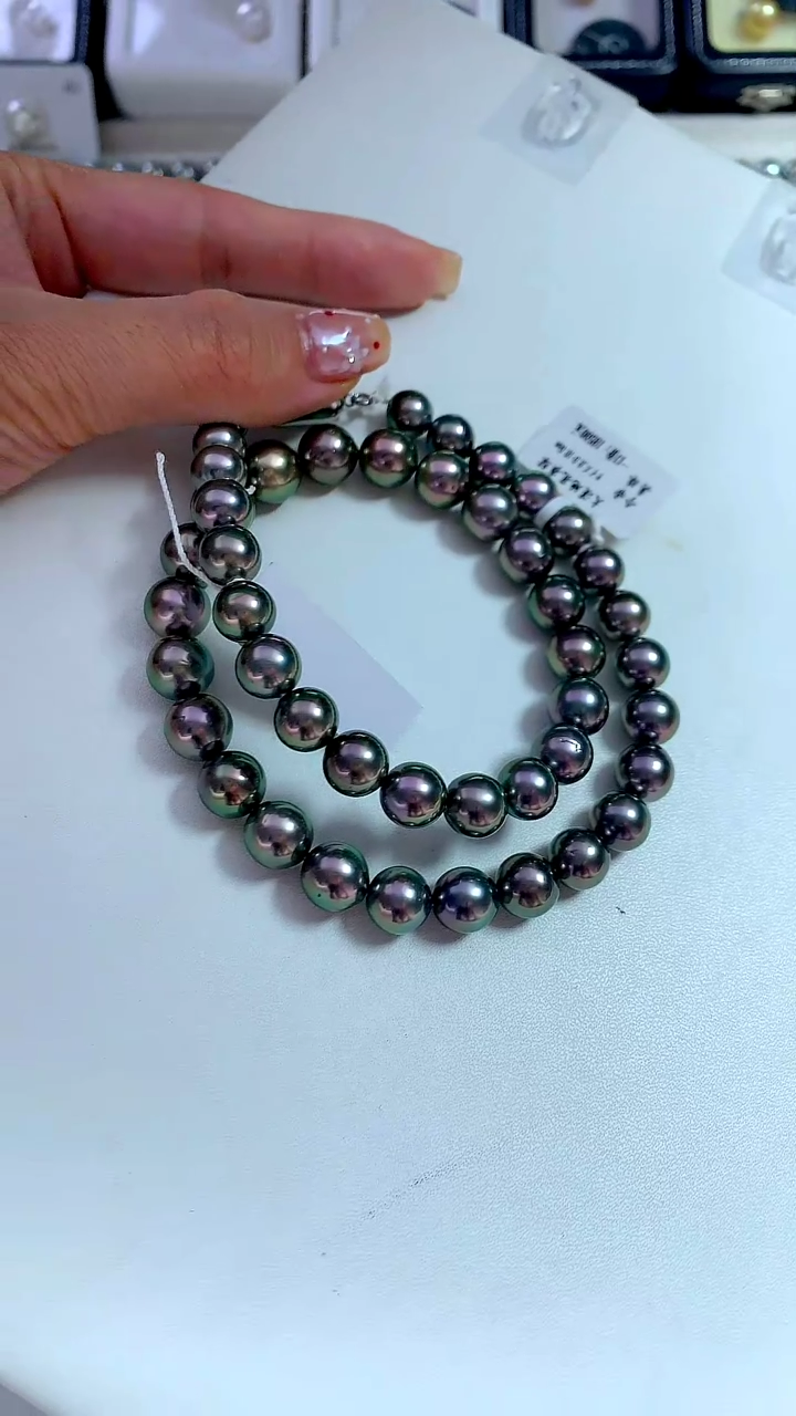 【闪购商品】海水珍珠颈饰未镶嵌孔雀绿8-10mm