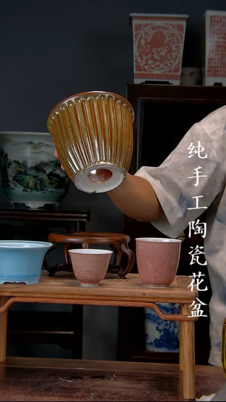 景德镇手工陶瓷花盆