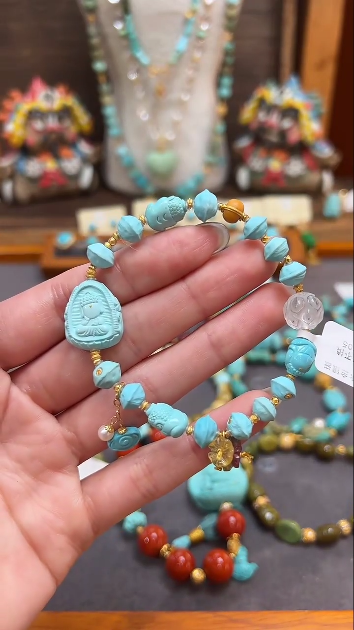 18K金镶嵌绿松石手链绿松石手链