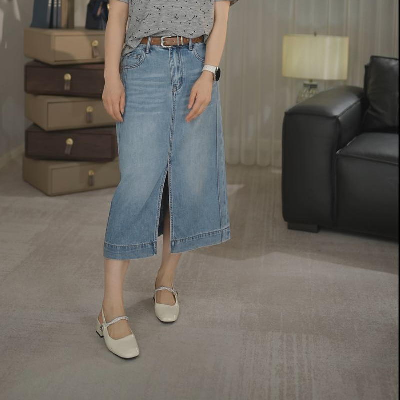 醋 酸 天 丝 棉牛仔半身裙夏季薄款小个子定制H版半裙MB691020182