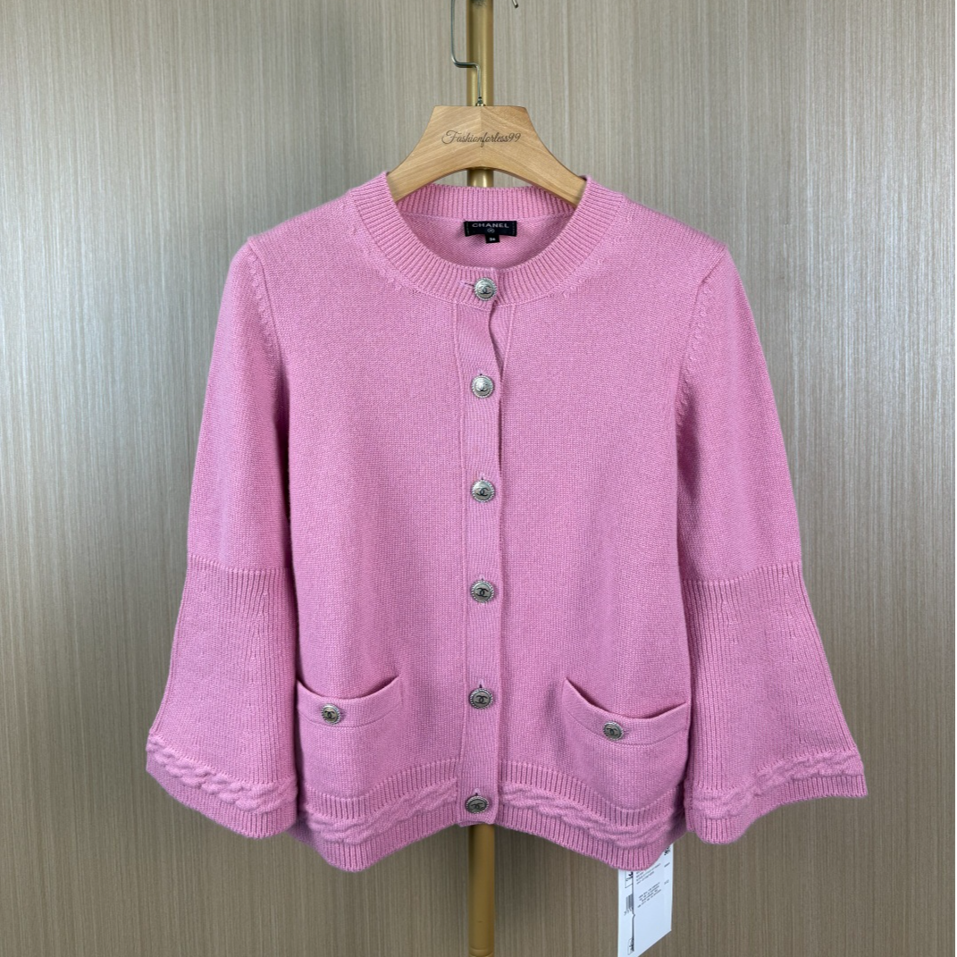 99新 Chanel/香奈儿 粉色羊绒开衫 36  P58536K07657 18146418