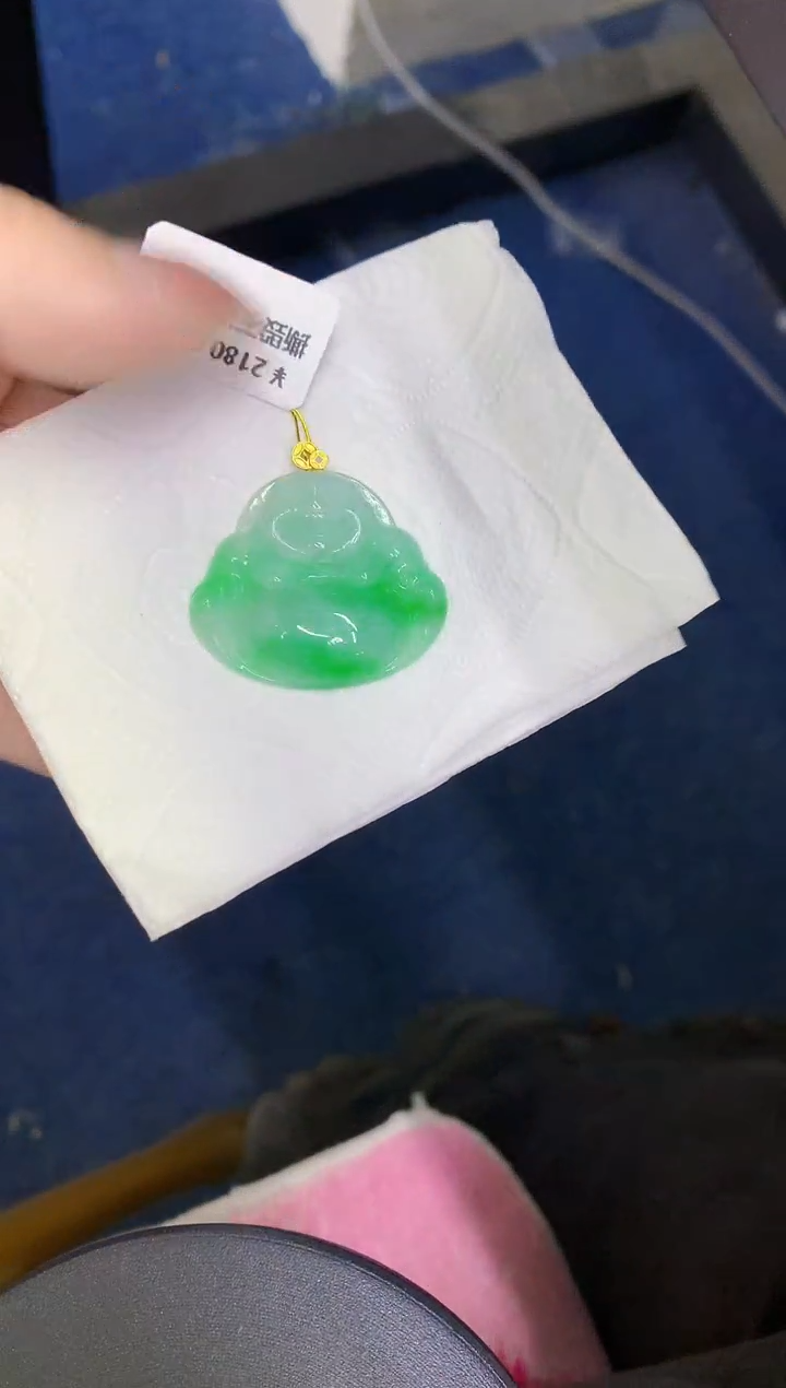 颈饰18K金镶嵌翡翠缅甸天然翡翠a货