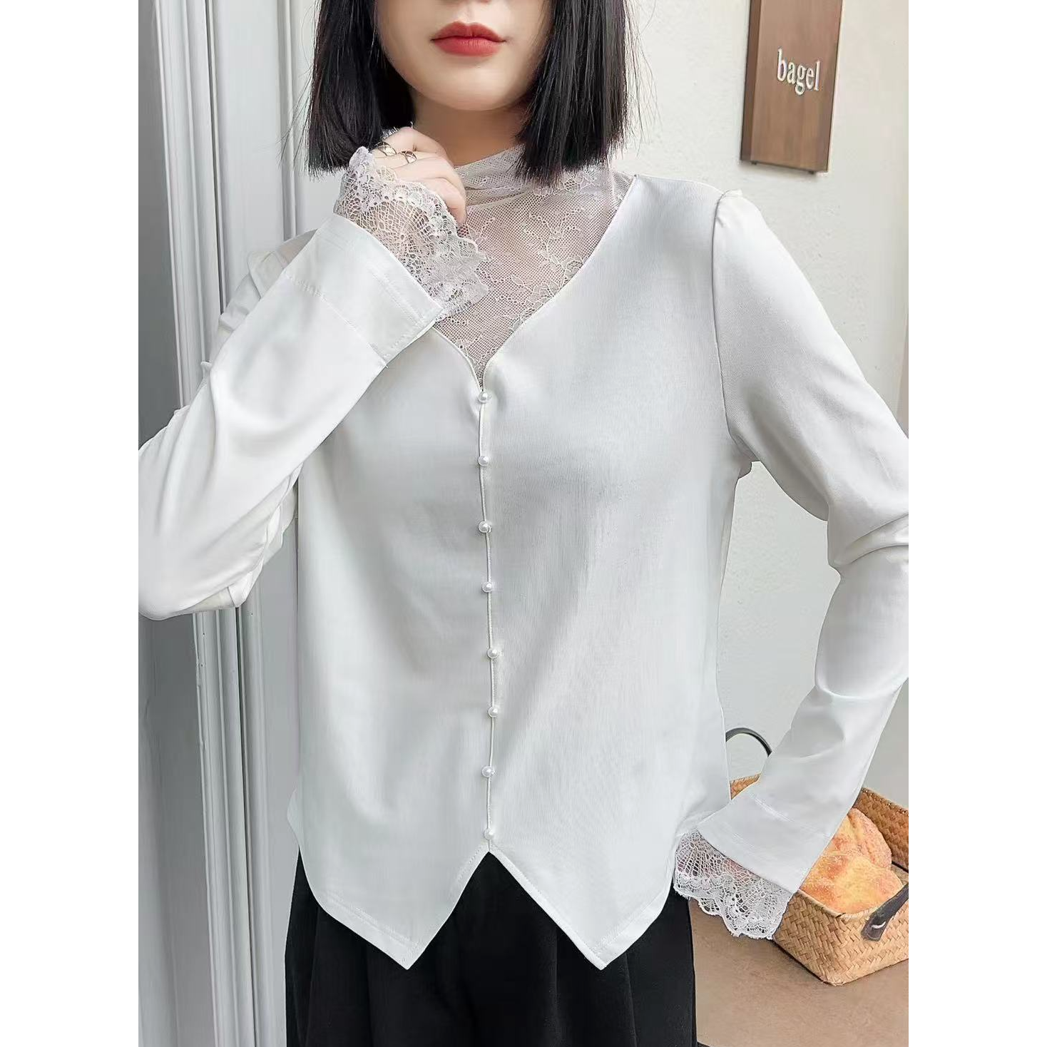 安燕姿65166蕾丝衫长袖