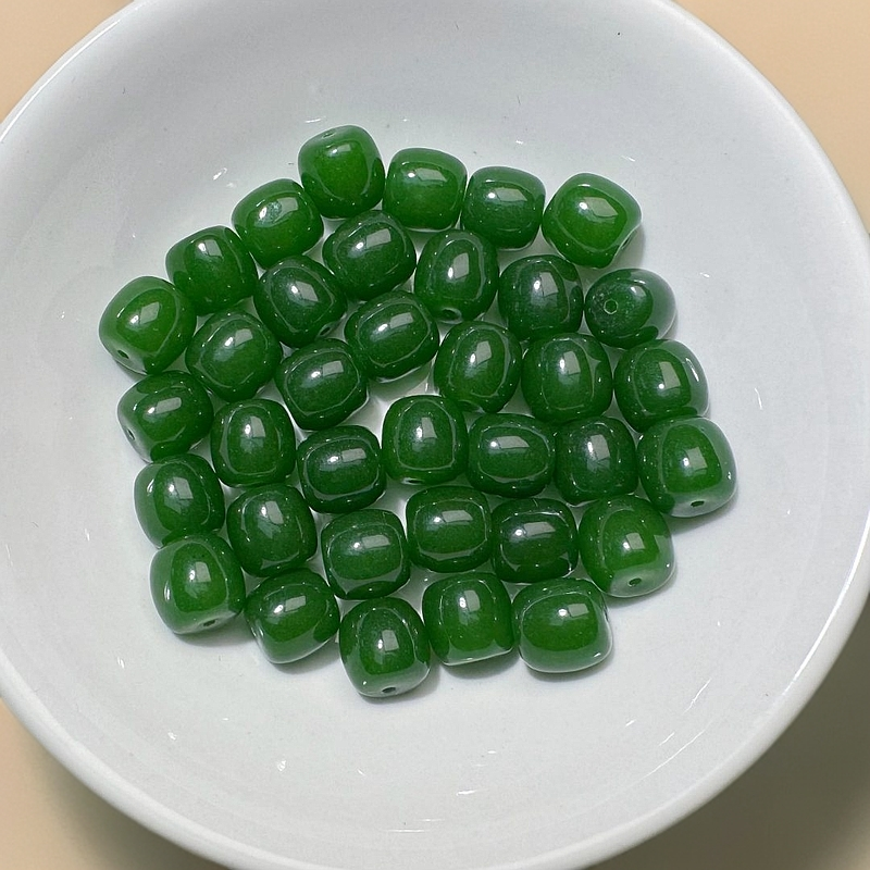 【优品甄选】天然散珠碧玉桶珠 10×10mm30颗 宠2颗（随弹力绳）D054