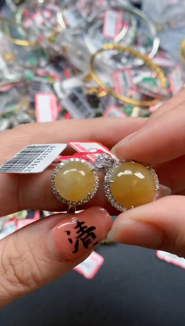 银S925镶嵌戒指翡翠天然A货缅甸翡翠
