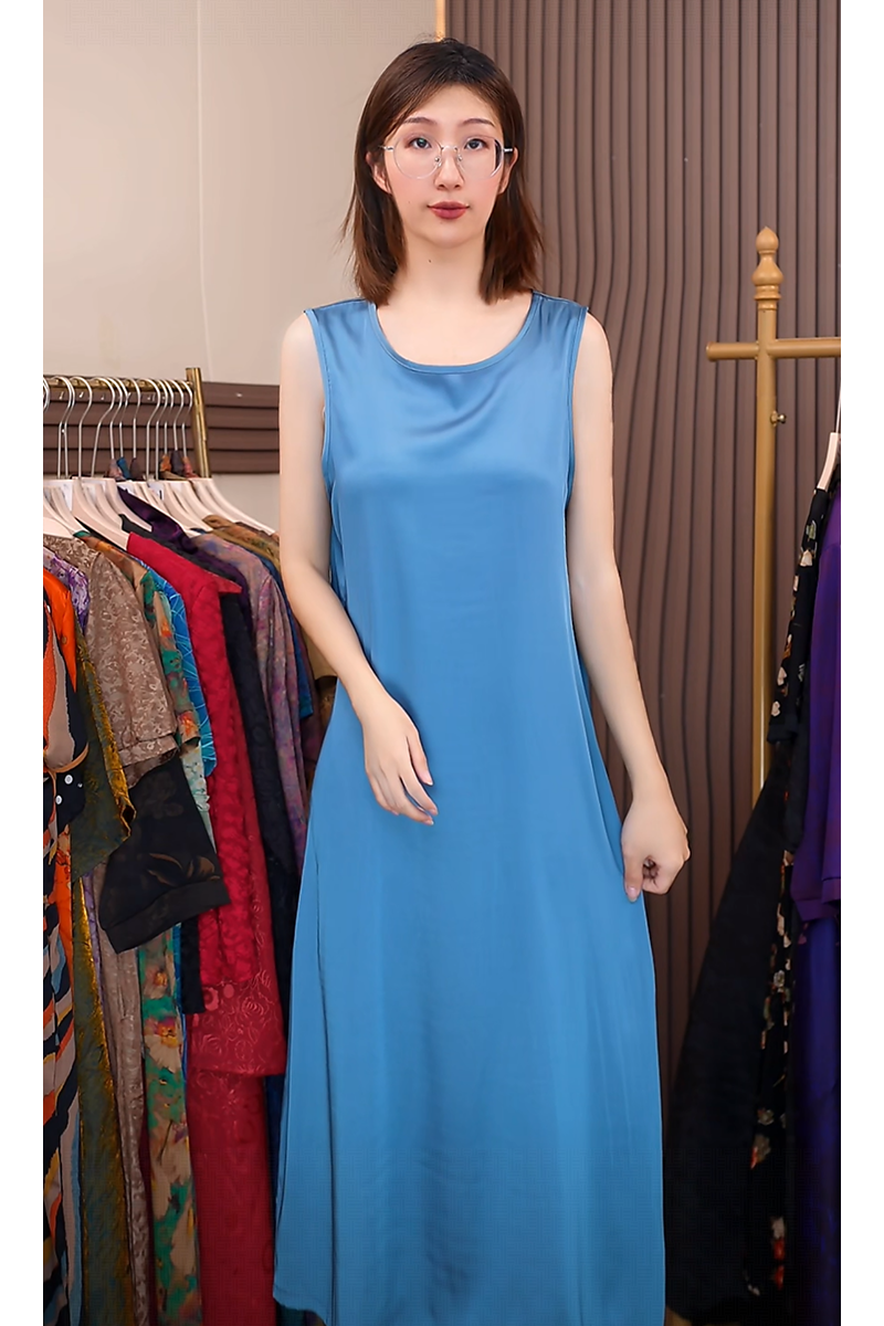【天蓝背心】新款显白遮肉连衣裙L