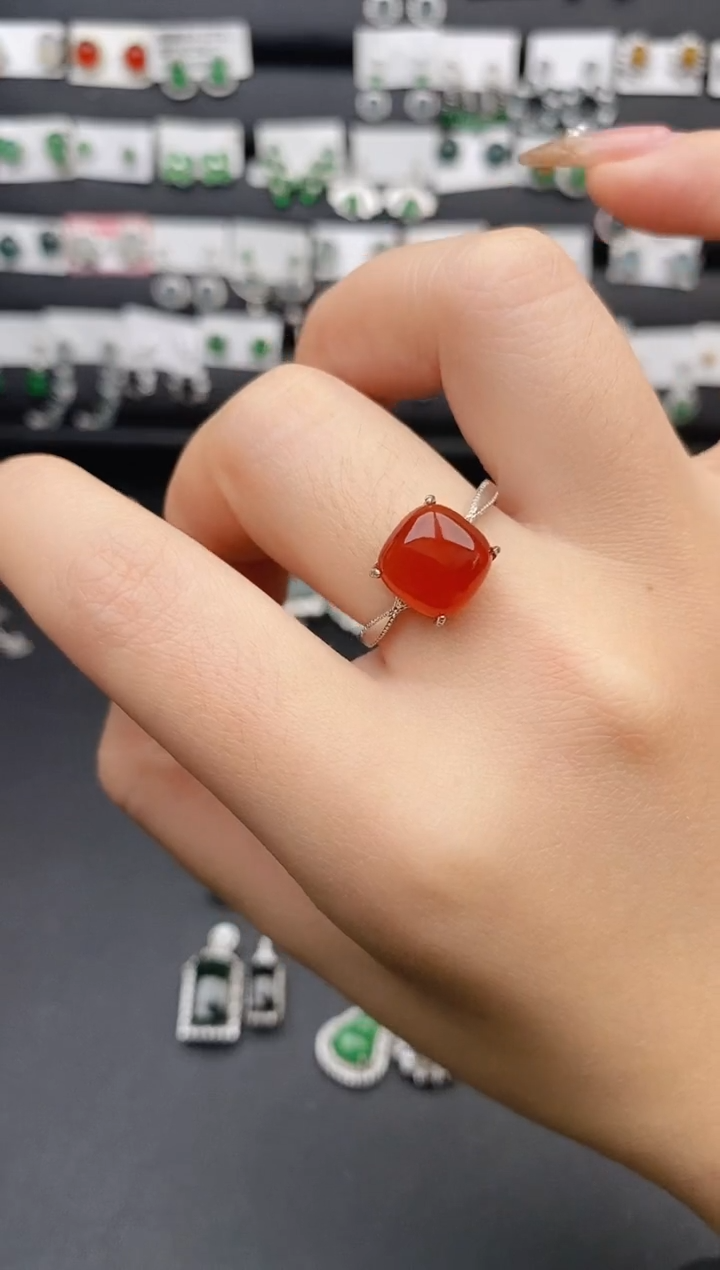 银S925镶嵌戒指玛瑙/玉髓0