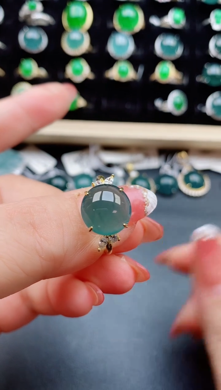 【闪购商品】翡翠戒指银S925镶嵌85500