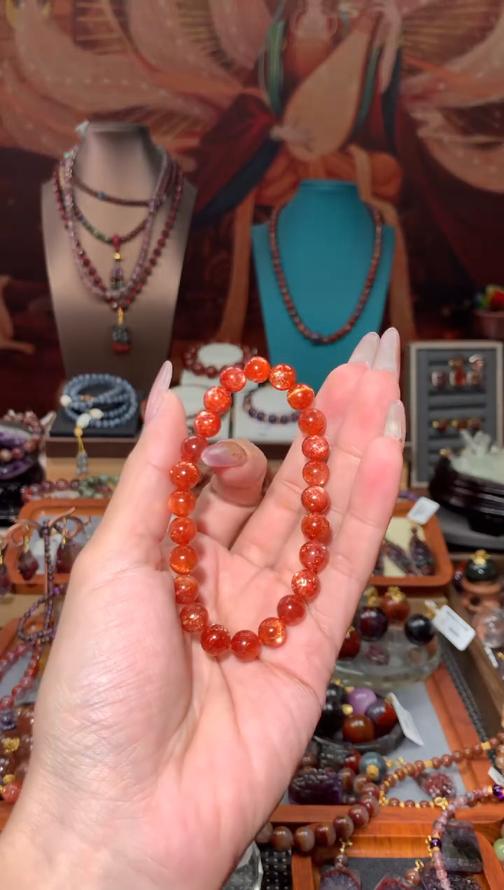 未镶嵌手串日光石金太阳手串8+mm