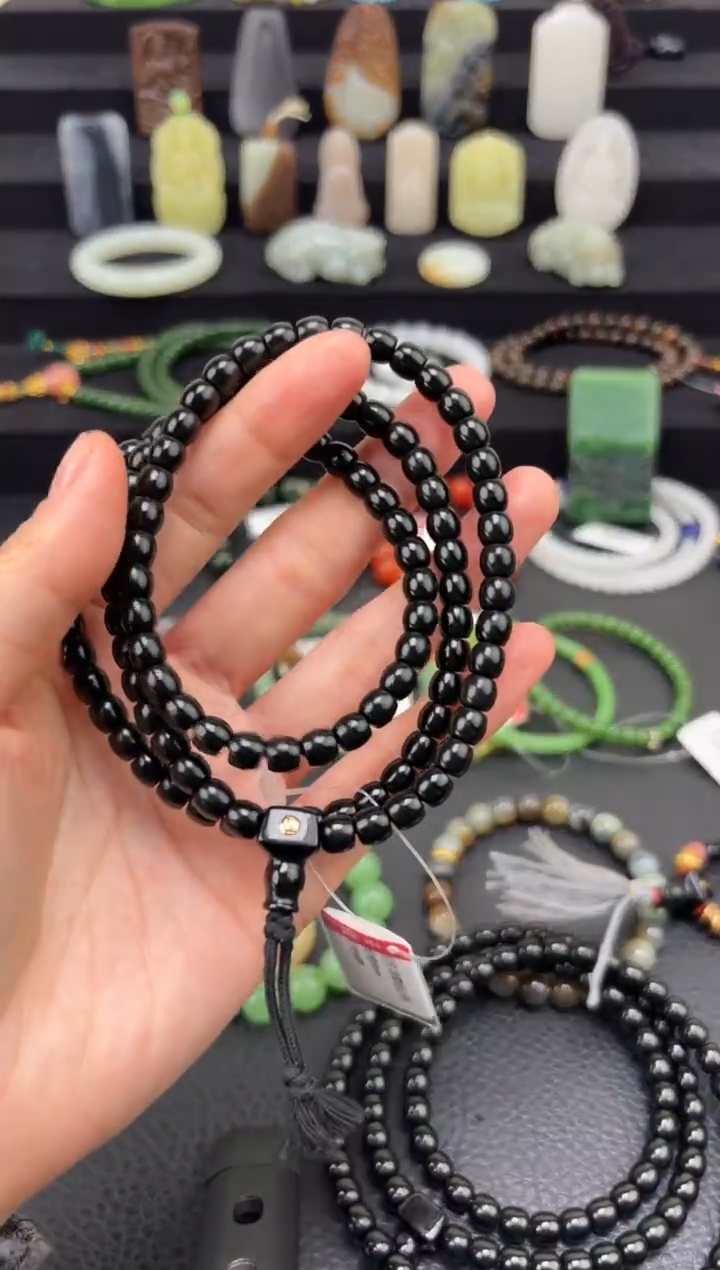 未镶嵌和田玉挂件6mm塔青108