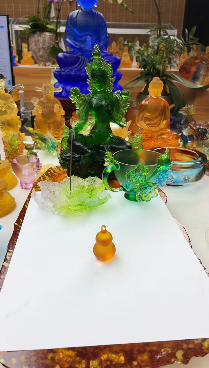 手工艺品琉璃葫芦手把件琥珀色