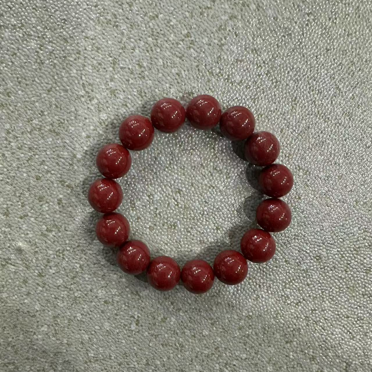 含辰砂工艺品A145 辰砂1.4cm单圈手串人工合成