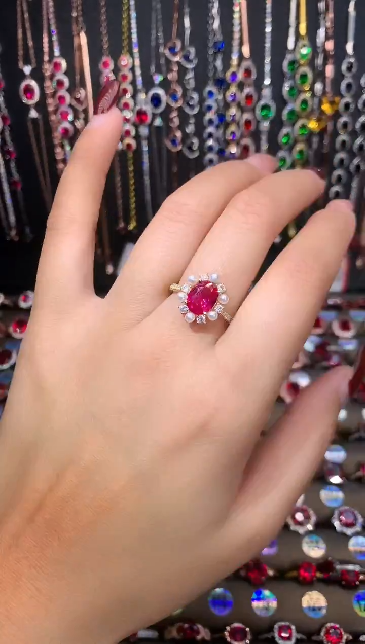 【闪购商品】红宝石戒指银S925镶嵌金色