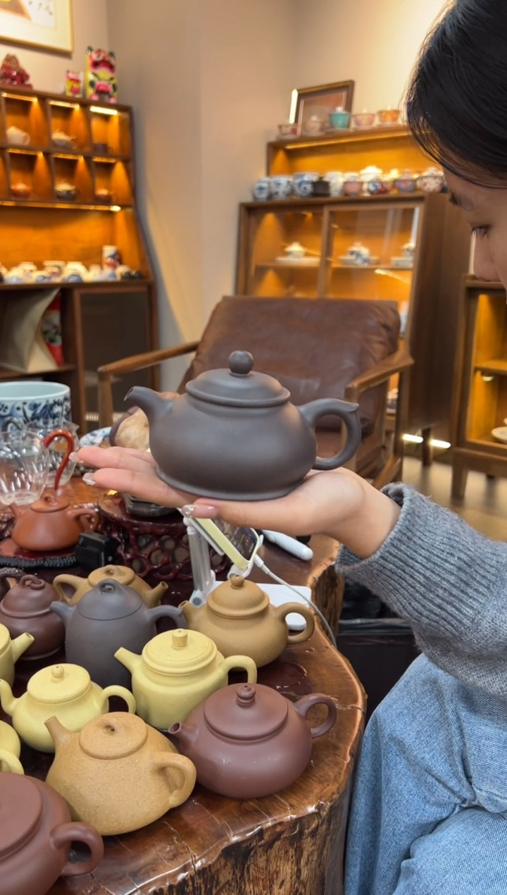 【闪购商品】紫砂茶壶【头哥手工壶】矮潘壶天青泥