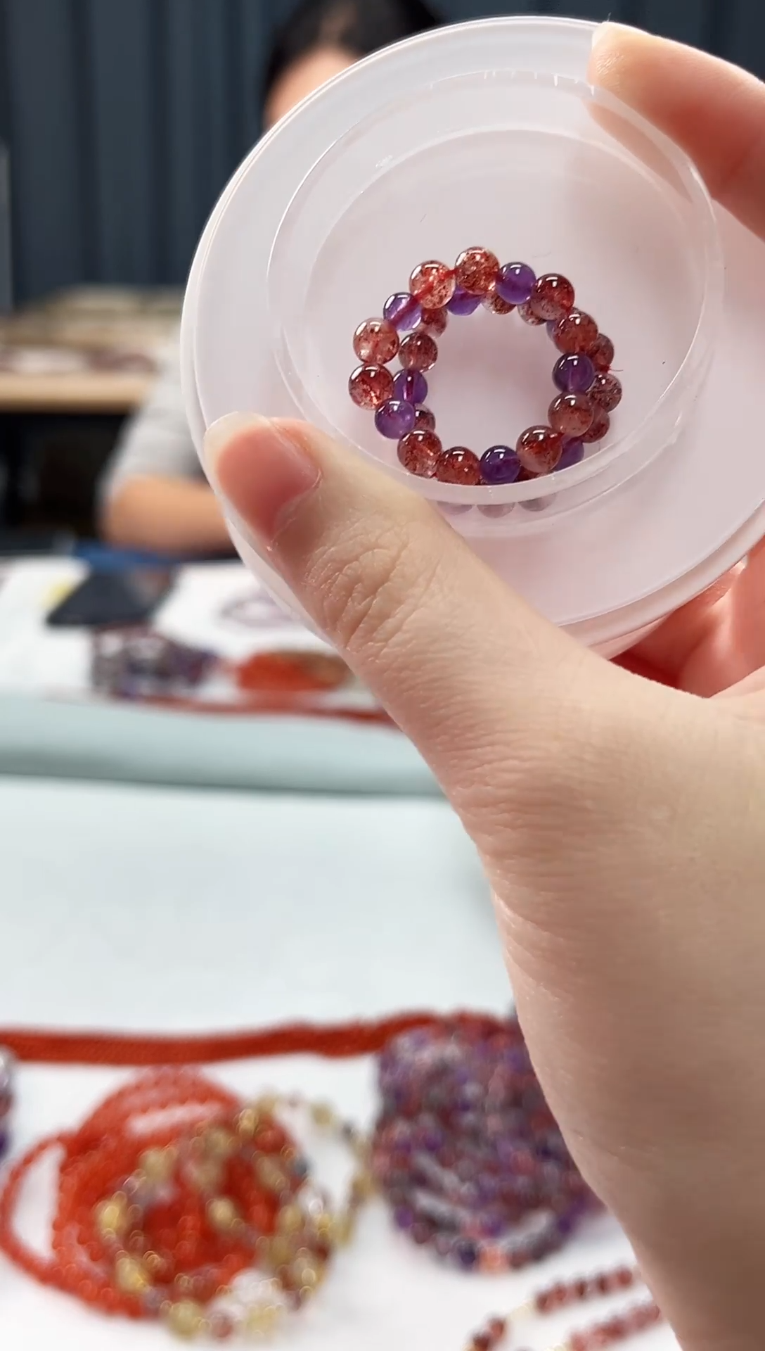 未镶嵌手串水晶金草莓超七戒圈4mm【多样性发一】