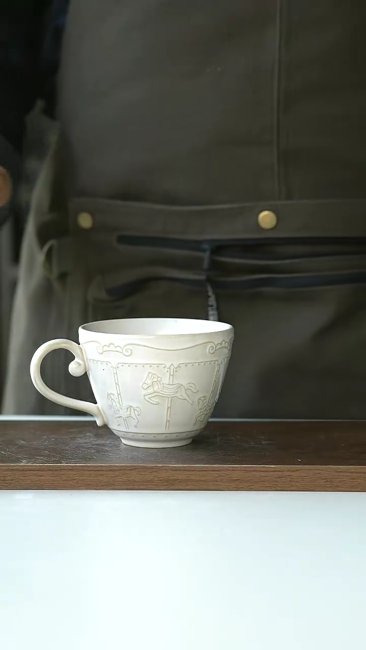 【闪购商品】玻璃微瑕木马咖啡杯200ml@4-2@