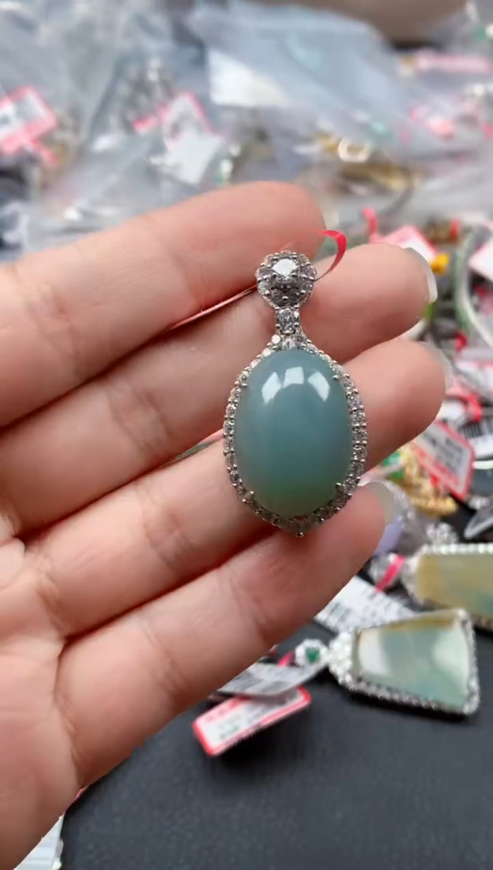 银S925镶嵌戒指翡翠天然A货缅甸翡翠