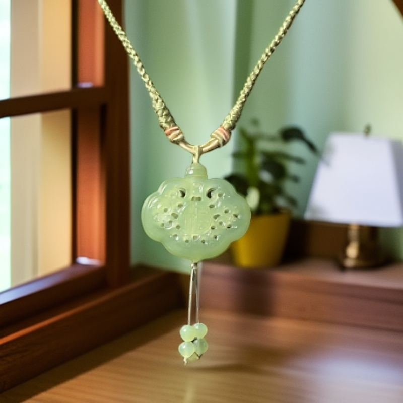 【七色美玉】精品和田玉冰晴绿底镂空香囊冰润细腻玉佩国风双面吊坠