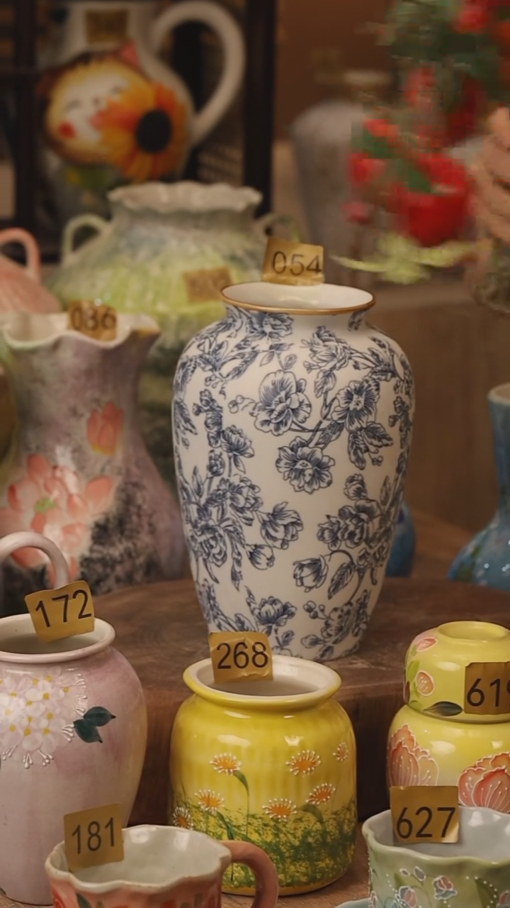 陶瓷054景德镇设计师手作花器摆件侘寂风