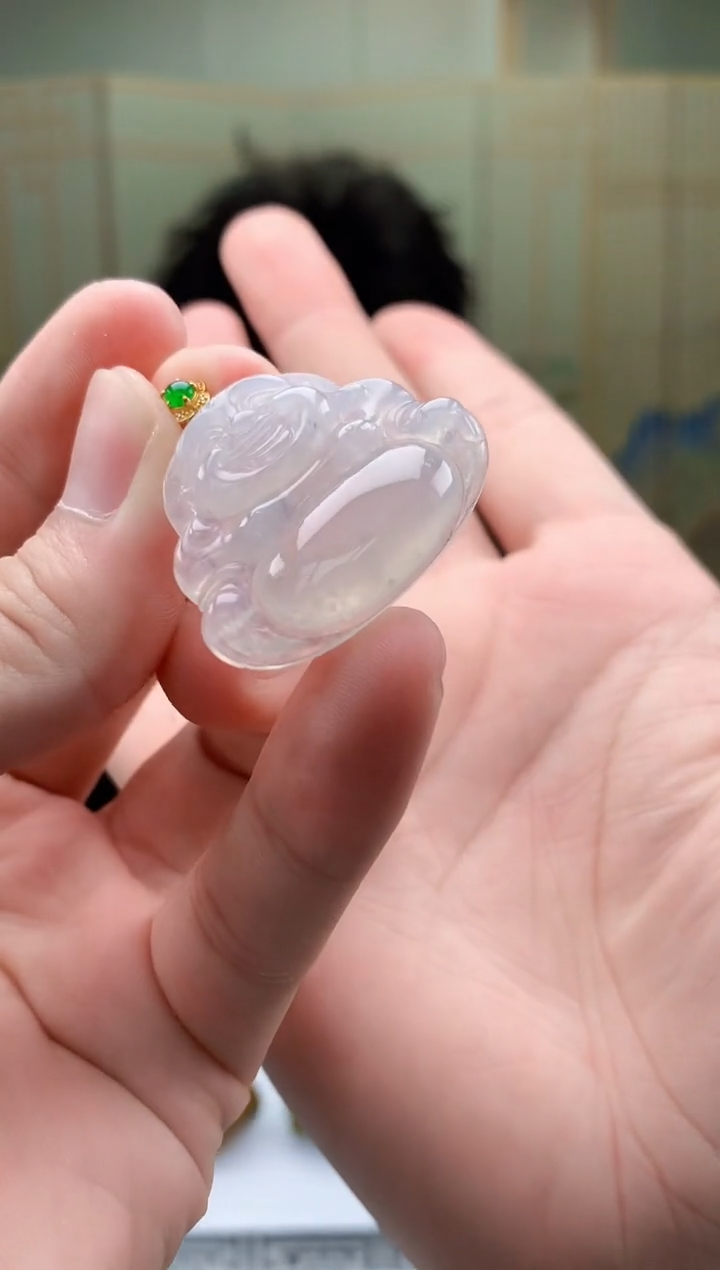 【闪购商品】定制翡翠18K金镶嵌4688bb-毛货挂件146