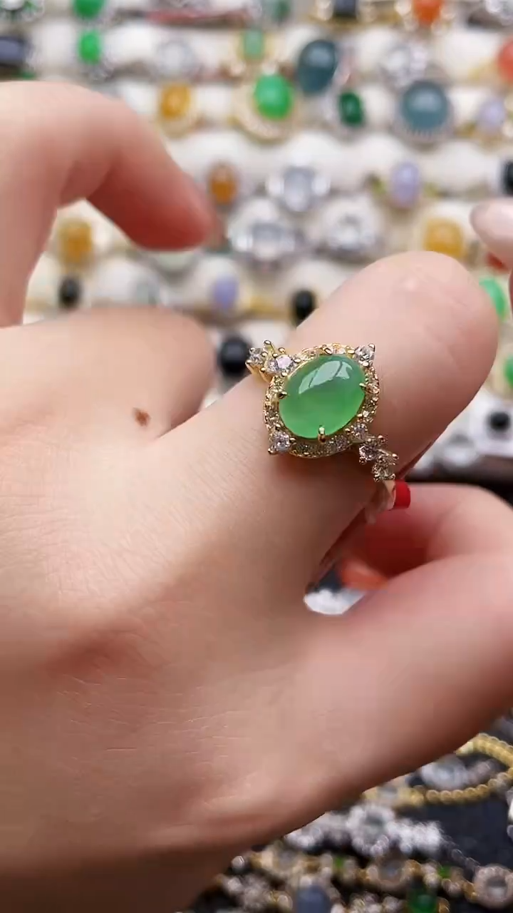 银S925镶嵌戒指翡翠119