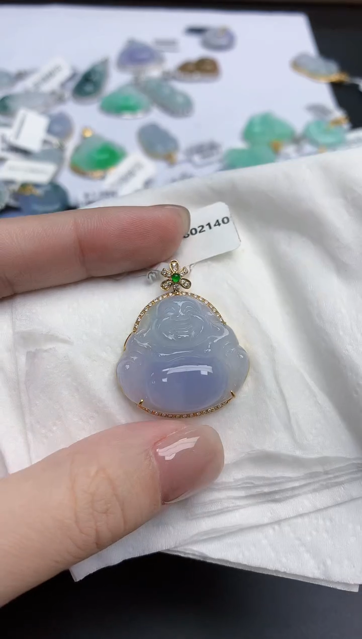 【闪购商品】翡翠颈饰18K金镶嵌天然缅甸翡翠A货