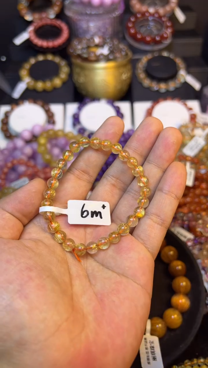 未镶嵌手串水晶金发晶6mm+