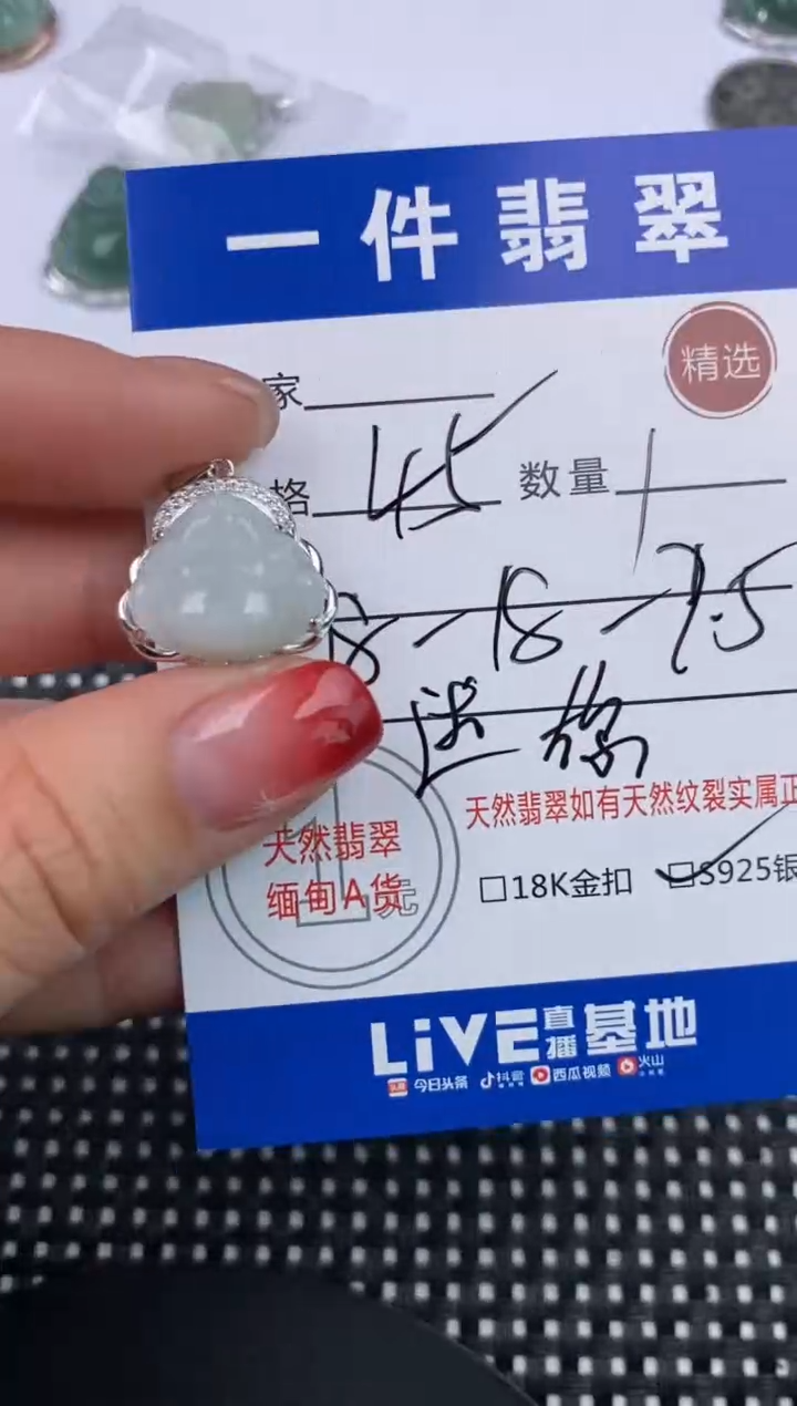 【闪购商品】翡翠颈饰银S925镶嵌挂件