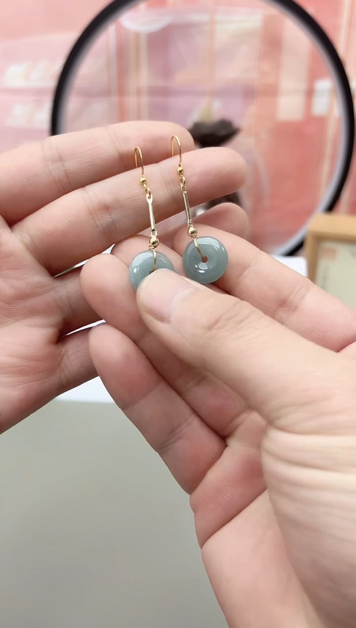 银S925镶嵌翡翠耳饰555